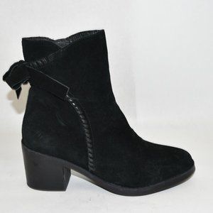New! UGG 'Fraise Whipstitch Bow Bootie' Black Suede Boot Size 9 1018783 T43